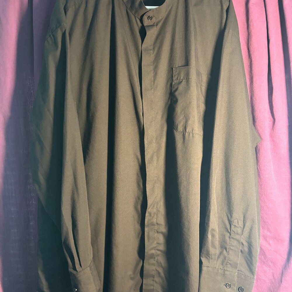 Men's Long Sleeve Banded Collar Shirt